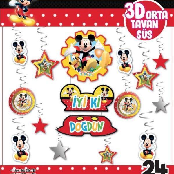 3D TAVAN SÜS 24 LÜ MİCKEY
