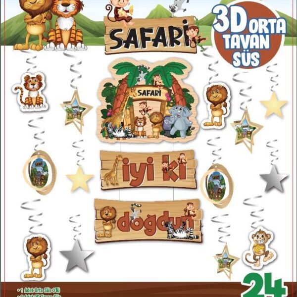 3D TAVAN SÜS 24 LÜ SAFARİ
