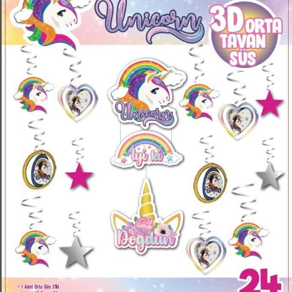 3D TAVAN SÜS 24 LÜ ÜNİCORN