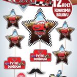 KONUŞMA BALONU SET 12 Lİ CARS