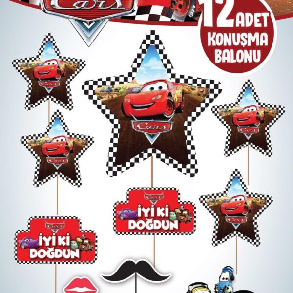 KONUŞMA BALONU SET 12 Lİ CARS