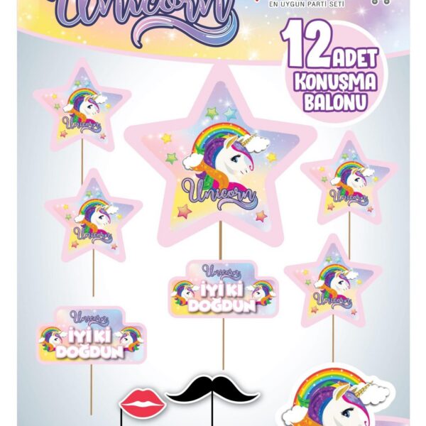 KONUŞMA BALONU SET 12 Lİ ÜNİCORN