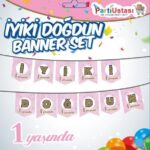 YAZI BANNER 1 YAŞ PEMBE