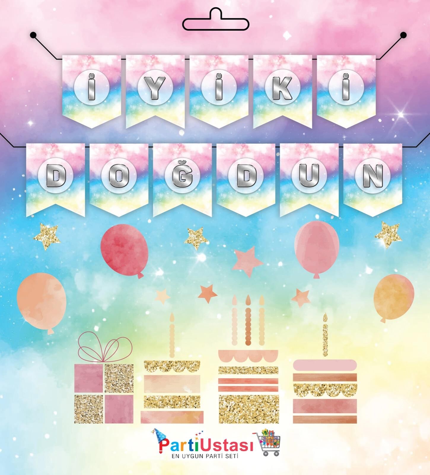 YAZI ZARF BANNER GÖKKUŞAĞI YAZI ZARF BANNER GÖKKUŞAĞI - Görsel 1